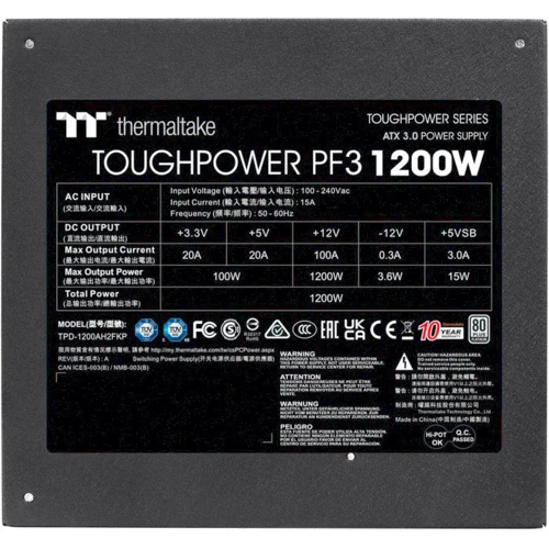 Блок питания Thermaltake Toughpower PF3 1200W Platinum (PS-TPD-1200FNFAPE-3): Форм-фактор ATX