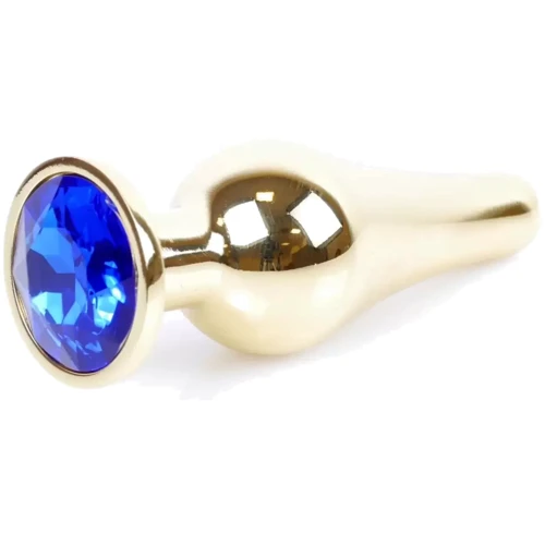 Анальная пробка с кристаллом BOSS of TOYS Boss Series - Jewellery Gold BUTT PLUG Dark Blue, BS6400068