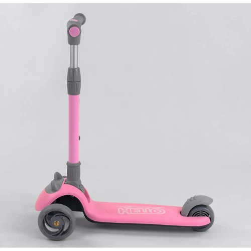 Самокат трехколесный Best Scooter складной алюминиевый руль, 3 колеса PU со светом Pink (102029): Тип тормоза ножной