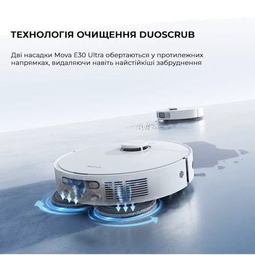 Робот уборщик Dreame Bot Mova E30 Ultra: Дополнительно Обнаружение препятствий, Станция самоочищения, Удаленное управление, Умный, Для больших помещений, Адаптация под тип поверхности, Автономные, Автоматическая подзарядка, 2 в 1