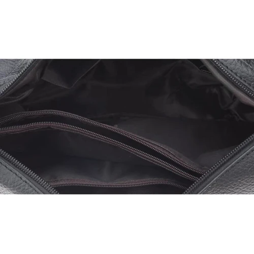 Женская сумка через плечо Borsa Leather черная (1t300-black): Тип ручки Плечевой ремень, Без ручки
