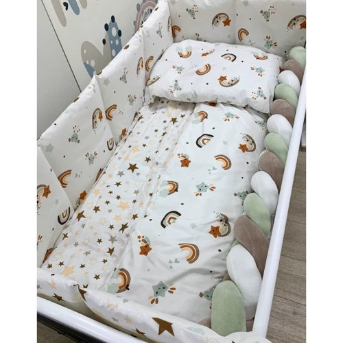 Постельный комплект Twins Rainbow 4073-TR-02 beige 7 эл. белый/беж