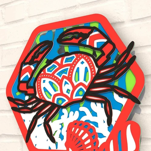 Деревянная картина-раскраска Wortex Woods Разноцветный краб 29x26 (3DP11007)