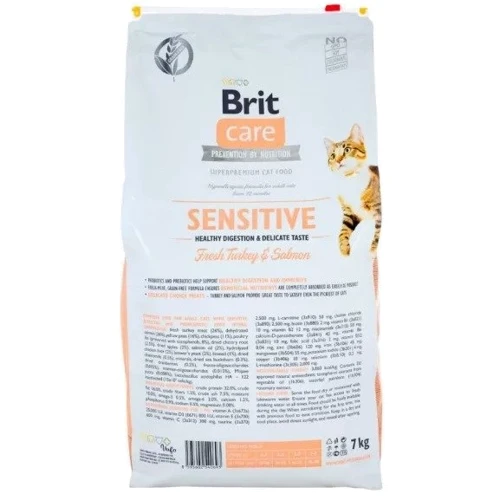Сухой корм Brit Care GF Sensitive Healthy Digestion and Delicate Taste для котов с чувствительным пищеварением Индейка и лосось 400 г + суп 75 г (2700000049464): Порода Все породы