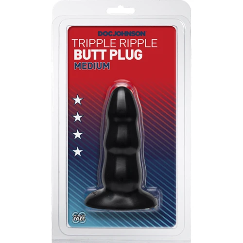 Анальная пробка Tripple Ripple Butt Plug Medium, 10.4x4 см, черный