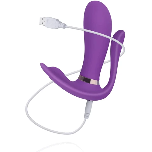 Вибромассажер с анальным и клиторальным стимулятором, и подогревом BOSS Remote wearable vibrator Purple (BS561007-2)