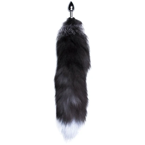 Анальная пробка Alive Anal Pleasure Black And White Fox Tail M
