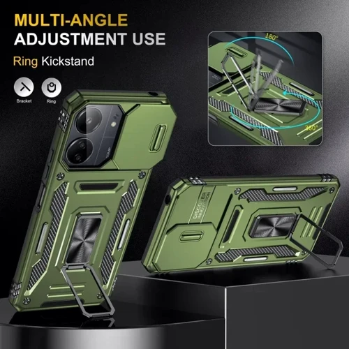 Чохол для телефона Mobile Case Camshield Army Ring Army Green для Xiaomi Redmi 13C / Poco C65: Матеріал TPU (термополиуретан) и поликарбонат