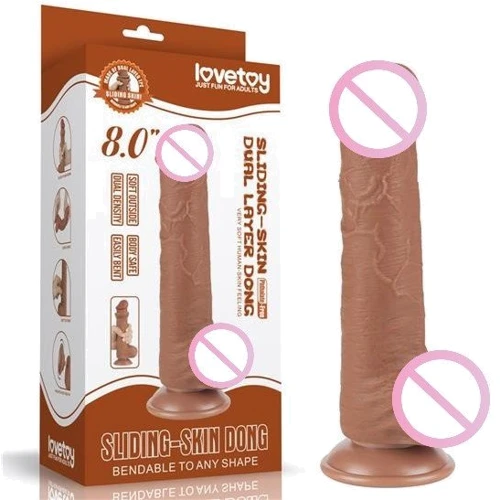 Фаллоимитатор LoveToy Sliding-Skin Dual Layer Dong 8" Brown