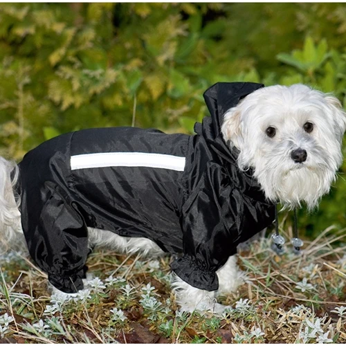 Комбинезон защитный с капюшоном Flamingo Raincoat Safety для собак черный 60 см (43305): Размер животного Большие