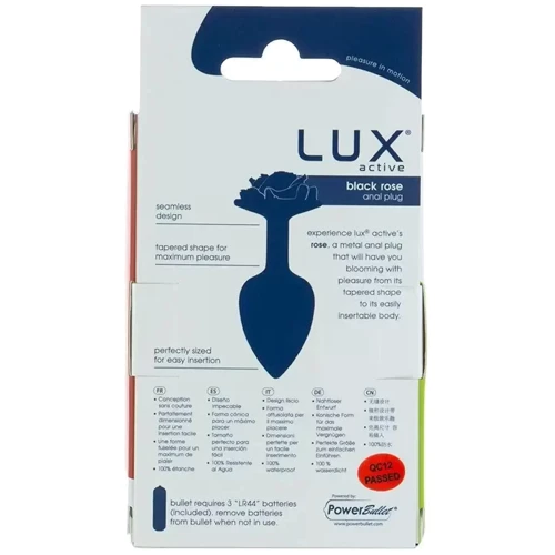 Анальная пробка Lux Active Rose Anal Plug Black в наборе с вибропулей