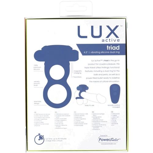 Двойное эрекционное кольцо с вибрацией LUX Active -Triad - Vibrating Dual Cock Ring, пульт ДУ