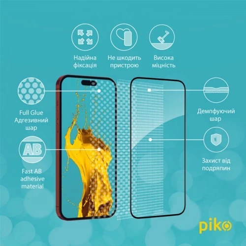 Захисне скло для iPhone Piko Tempered Glass Full Glue Black для iPhone 15 Pro Max: Колір чорний