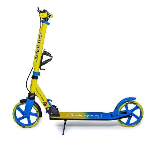 Самокат двухколесный Scale Sports SS-08 Желто-Голубой Ручной тормоз Led-фонарик (966353580): Тип тормоза ручной