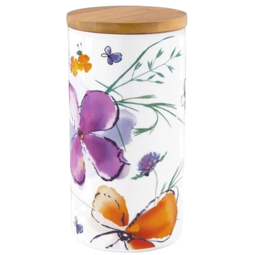 Банка Krauff Aquarelle для сипучих продуктів 1.3 л 20 см з бамбуковою кришкою (25313)
