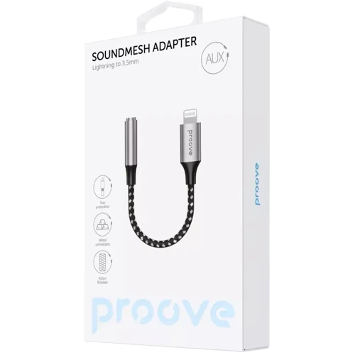 Адаптер Proove Adapter SoundMesh Lightning to jack 3.5mm Gray (ACSM00005101): Цвет серый