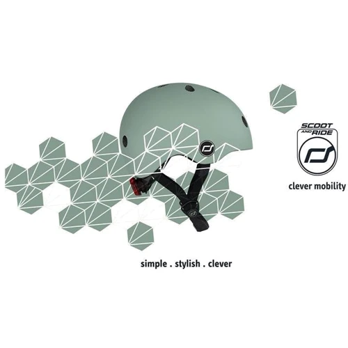 Детский защитный шлем Scoot&Ride зеленый с фонариком (SR-181206-GREENLINES) фото 6