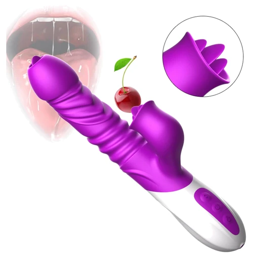 Вибратор с ротацией, толчками и подогревом BOSS Foxshow Vibrator Purple