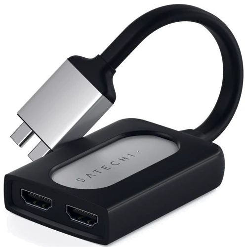 Адаптер Satechi Adapter Dual USB-C to 2xHDMI+USB-C Silver (ST-TCDHAS): Колір сріблястий