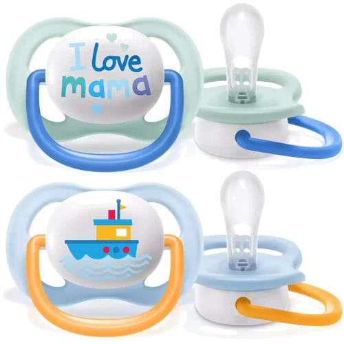 Пустушка ортодонтична Philips AVENT Ultra Air "I love…" для хлопчиків 0-6 міс 2 шт (SCF080/01): Вік до 6 месяцев