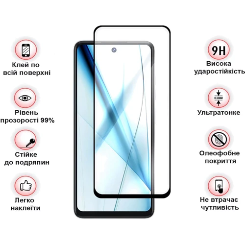 Аксесуар для смартфона BeCover Tempered Glass Black для Tecno Spark 20 Pro (KJ6) (710653)