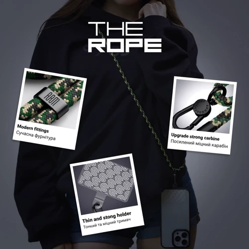 Ремешок для смартфона ArmorStandart Rope Black Military with Clear holder (ARM76092) фото 3