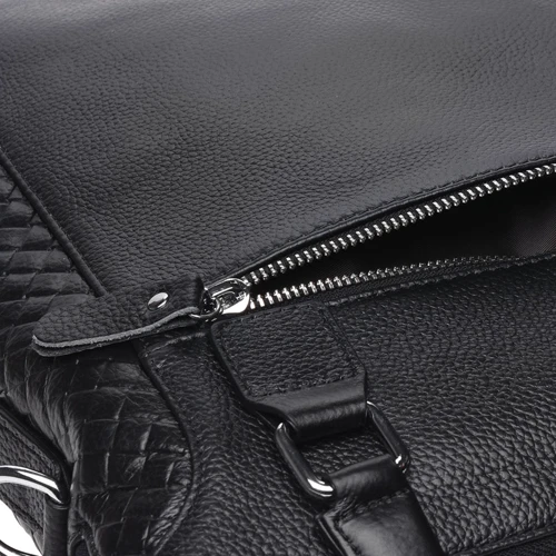Мужская сумка через плечо Borsa Leather черная (k19117-2-black): Тип ручки Со съемным ремнем, Плечевой ремень, С двумя ручками, Короткая ручка