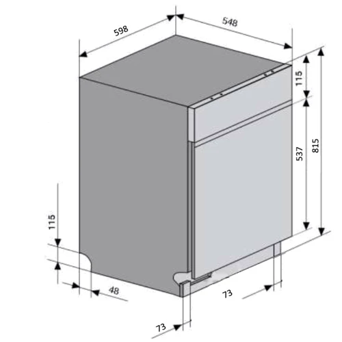 Встраиваемая посудомоечная машина Ventolux DW 6012 4M PP: Размеры 81 х 54.8 х 59.8 см