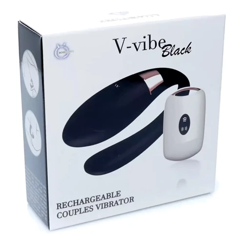 Вибромассажер для пар с пультом ДУ - Boss Series V-Vibe Black USB 7 Function, BS6200003