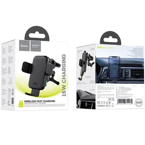 Держатель Hoco Car Holder Air Vent Wireless Charger HW10 15W Jenny Black фото 6