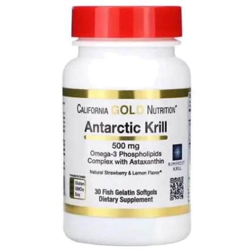 California Gold Nutrition Krill Oil With Astaksanthin Жир арктичного криля 500 мг 30 желатинових капсул-рибок
