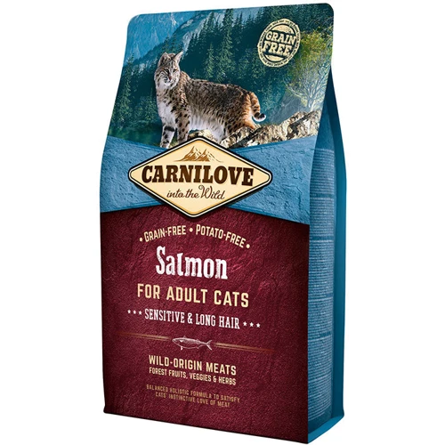 Сухой корм для взрослых кошек с чувствительным пищеварением Carnilove Salmon Sensitive & Long Hair 2 кг (8595602512287)