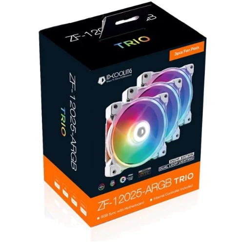 Кулер ID-Cooling ZF-12025-ARGB-TRIO-SNOW: Регулировка оборотов широтно-импульсная модуляция (PWM)