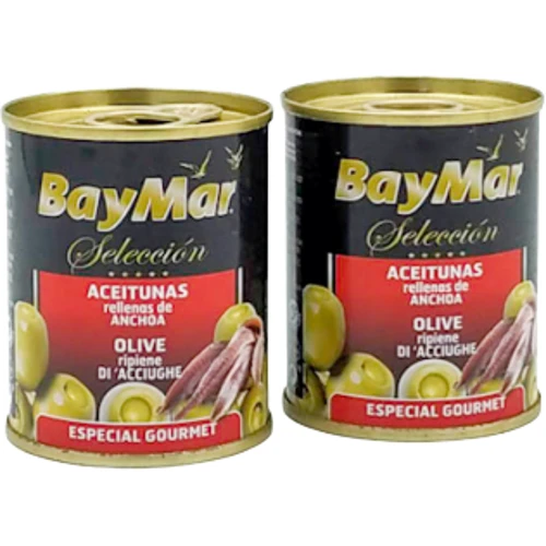 Оливки Bay Mar фаршированные анчоусами, 120 г (WT4284): Вес нетто 120 г