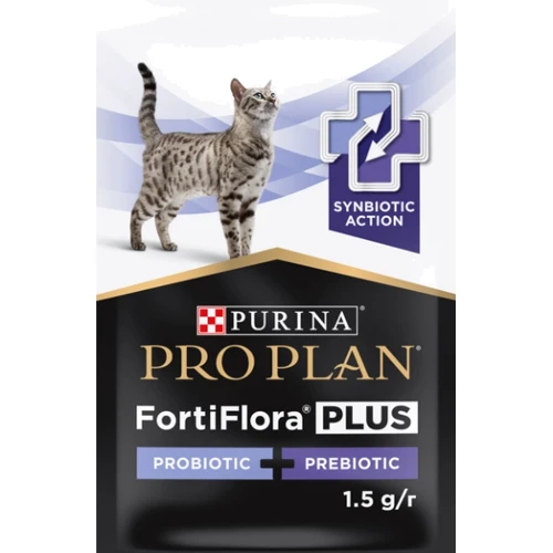 Пробиотик с пребиотиком для взрослых кошек и котят Purina Pro Plan FortiFlora Plus для поддержания нормальной микрофлоры кишечника 30х1.5 г (8445290507495): Свойства Улучшение пищеварения