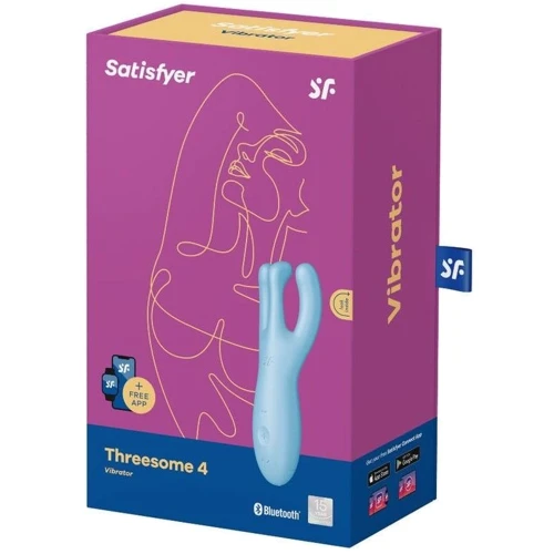 Клиторальный смарт вибратор Satisfyer Threesome 4 Blue с тремя пальчиками