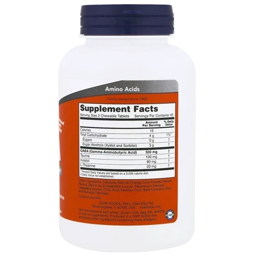 NOW Foods GABA Chewable Tablets 90 tabs Orange: Форма випуску таблетки жувальні
