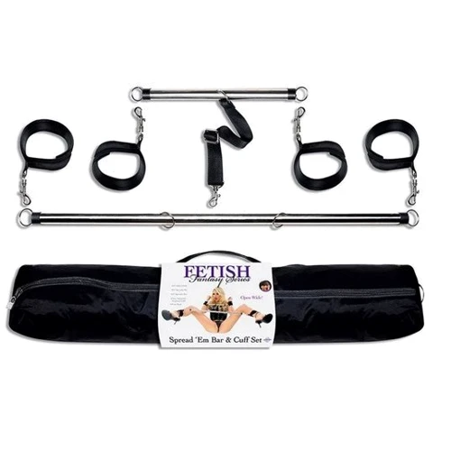 Фиксаторы для рук и ног Pipedream Spread Bar and Cuff Set (черный)