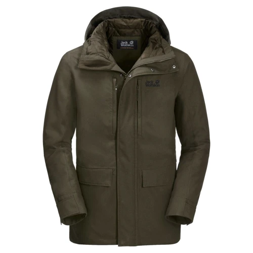 Куртка Jack Wolfskin West Coast Jacket 1110811-4144 52 серо-зеленая зимняя с капюшоном