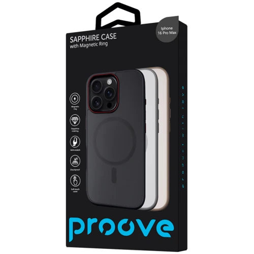 Чехол для iPhone Proove Sapphire Case with Magnetic Ring Black Titanium for iPhone 16 Pro Max: Материалы Пластик и силикон