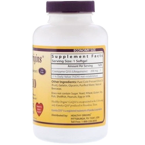 Healthy Origins CoQ10 Kaneka Q10 200 mg 60 Softgels Коензим Q10: Тип Коензим