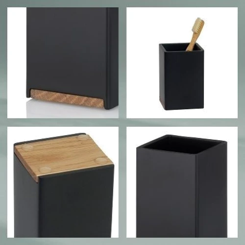 Стакан для зубных щеток KELA Cube черный 7х7х11 см (23687)