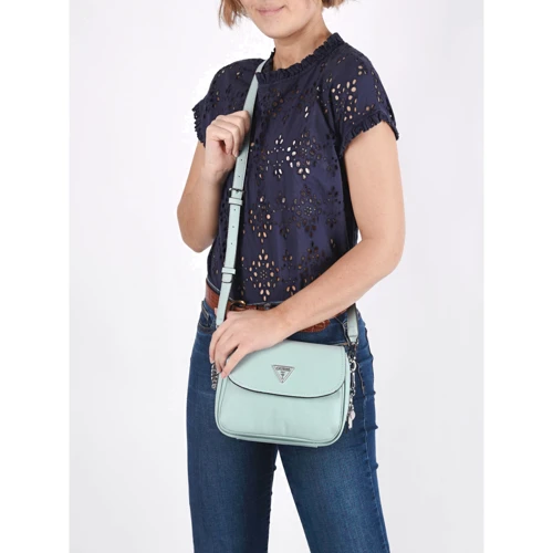 Женская сумка через плечо Guess Destiny Shoulder Bag светло-голубая (HWVY7878200-AQU): Фактура Матовая, Зернистая