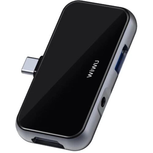 Адаптер WIWU Adapter Alpha T5 Pro 4in1 USB-C to USB-C+USB3.0+HDMI+3.5mm Grey