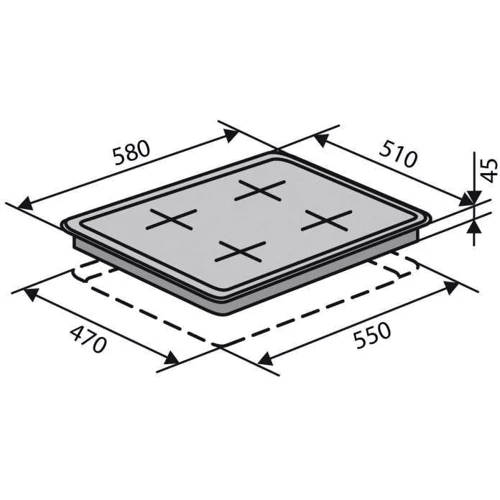 Варочная поверхность Ventolux HG631 B3 S (X): Размеры для встраивания (ШxГ) 55x47 см