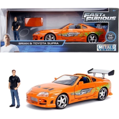 Машина металева Jada Форсаж Toyota Supra 1995 з фігурою Брайана Помаранчева 1:24 (253205001) фото 11