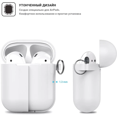 Чохол для навушників TPU Case with Belt White for Apple AirPods: Матеріал силікон