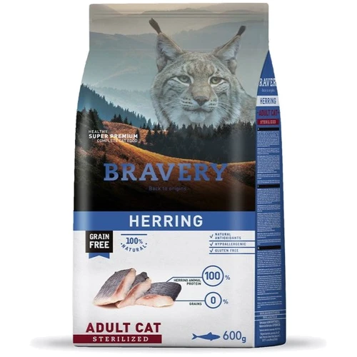 Сухий корм Bravery Herring Adult Cat Sterilized для стерилізованих кішок з оселедцем 600 г (0722 BR HERR STER 600 GR)