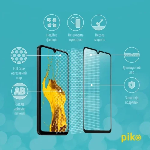 Piko Tempered Glass Full Glue Black for Poco C75: Материал стекло