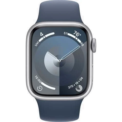 Apple Watch Series 9 41mm GPS Silver Aluminum Case with Storm Blue Sport Band - S/M (MR903) : Материал корпуса алюминий